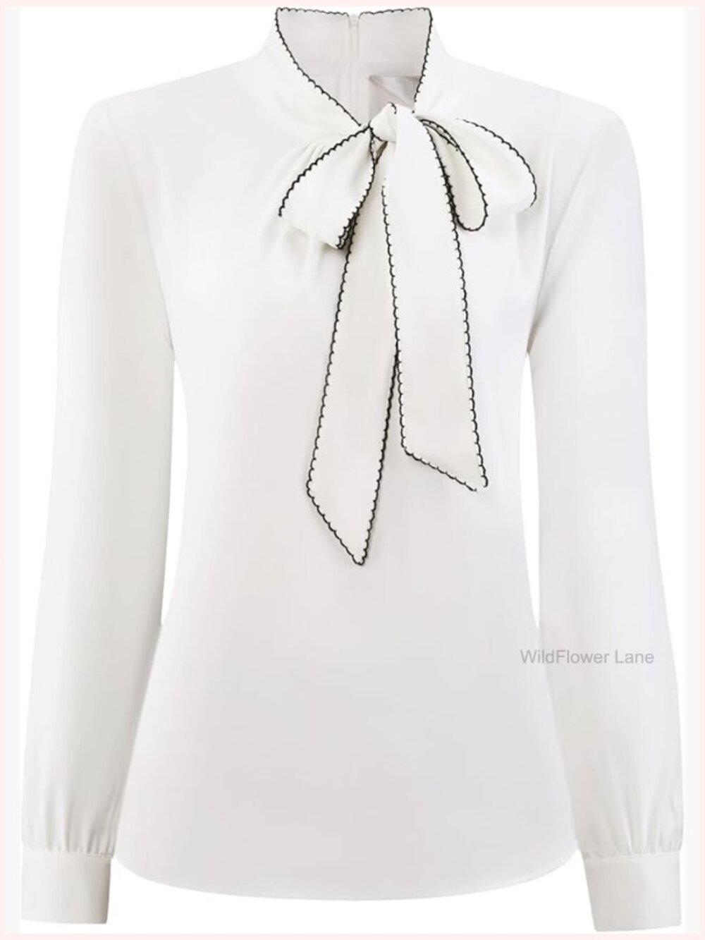 Women's Bow Tie Blouse Long Sleeve Office Button Down Shirt